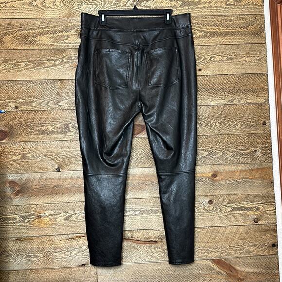 Spanx Leather Like Ankle Skinny Pants Black Stretch with tummy control Size 1X - Picture 6 of 9